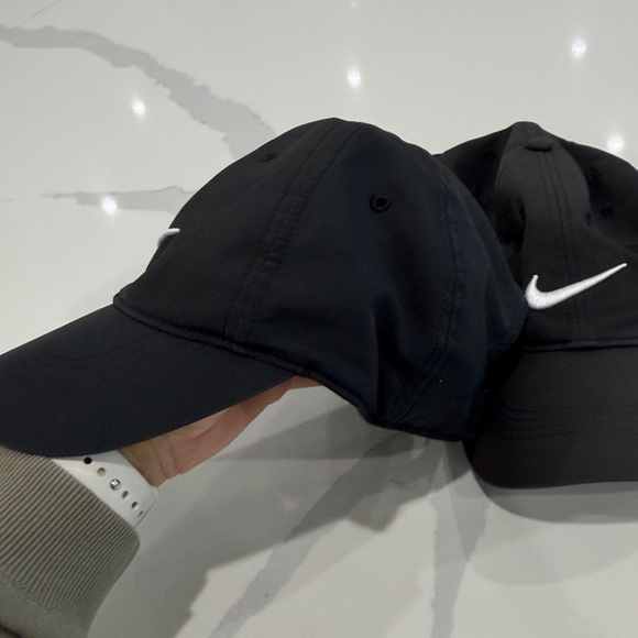 Nike Black Caps with White Swoosh-2 pack - Picture 2 of 11